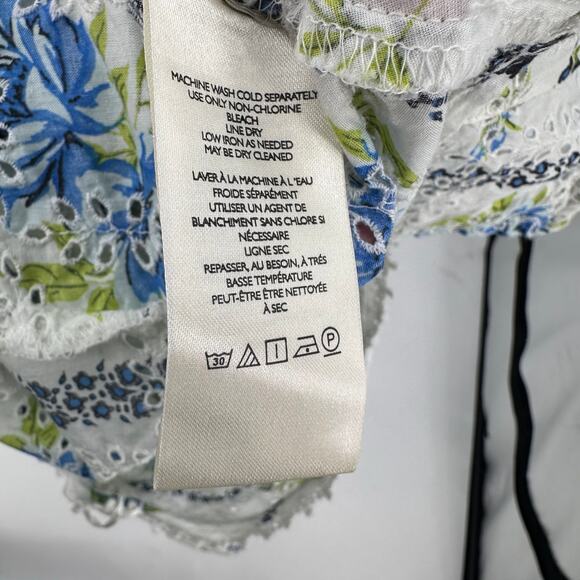 Free People Top White Womens XS Boho Floral Eyelet Cropped V-Neck Long Sleeve - Picture 8 of 8